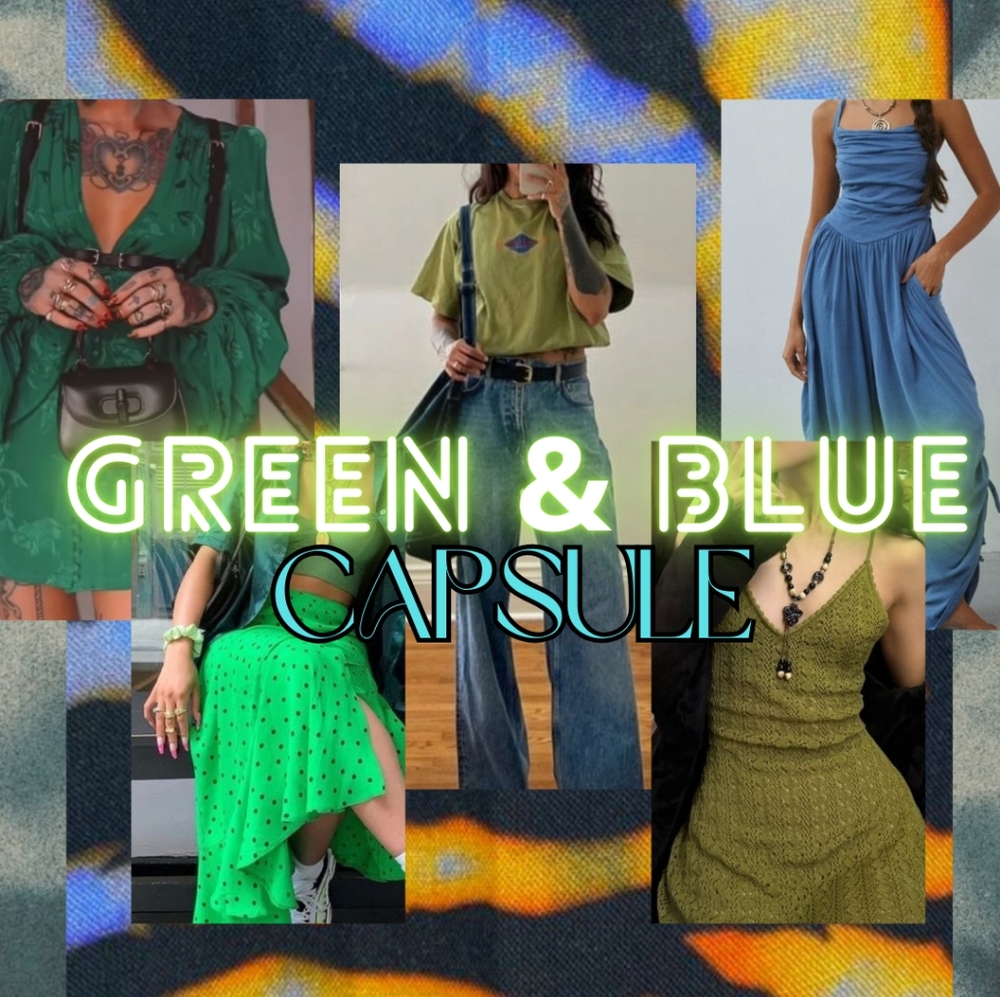 Green & Blue Capsule - Vibrant & Fun 90's Retro Hip Casual Sexy Chill Vibe
